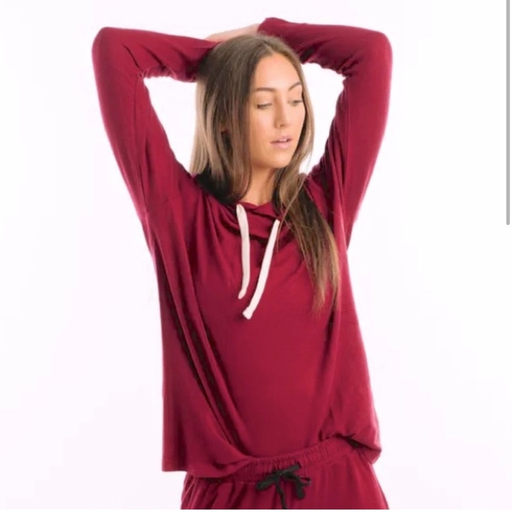 Zyia Active Lounge Boyfriend hoodie, Cranberry, Size Large